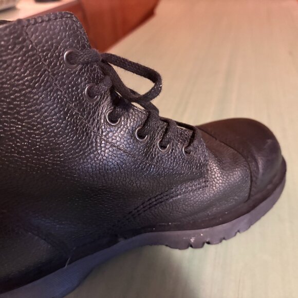 Dr Doc Martens Black Leather Cap Toe Grunge Boots UK 8 Mens 9 Womens 10 - Picture 4 of 12